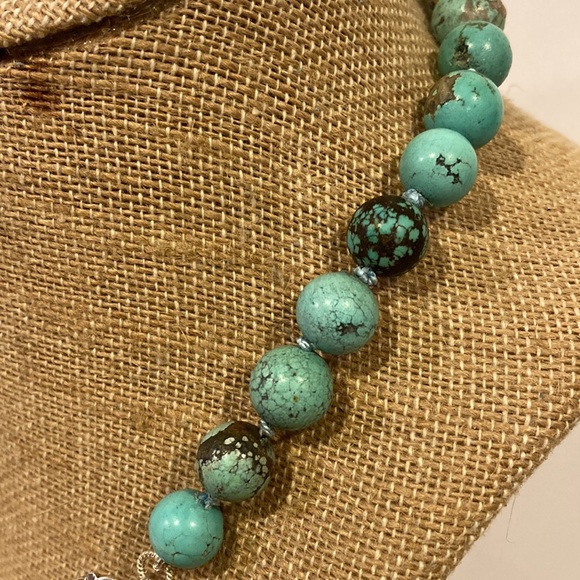 Genuine Arizona Turquoise Hand Knotted Candy Necklace w/ Turquoise Heart Clasp - Picture 5 of 16
